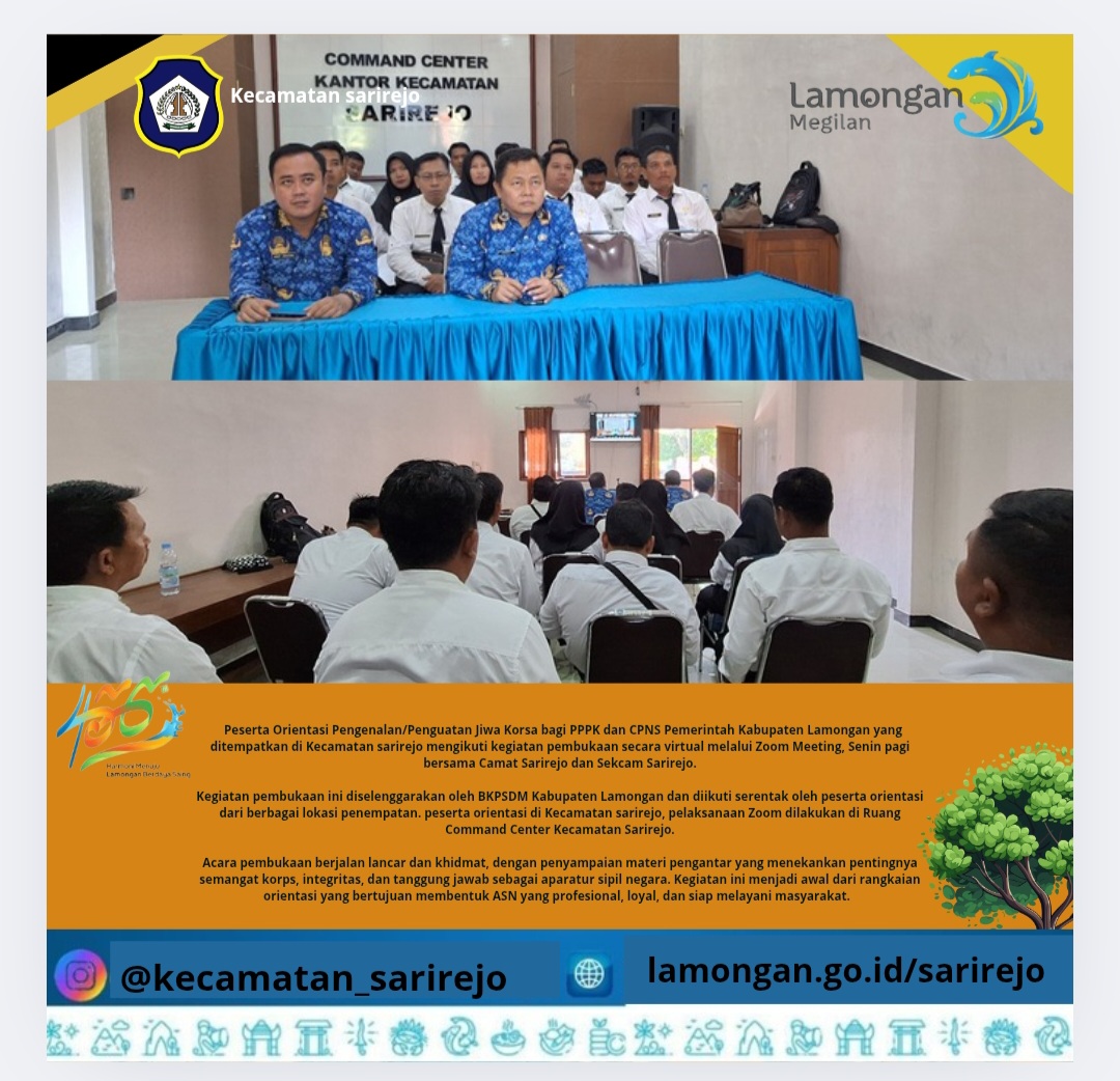 Peserta Orientasi di Kecamatan Sarirejo Ikuti Zoom Pembukaan di Comand center kecamatan sarirejo