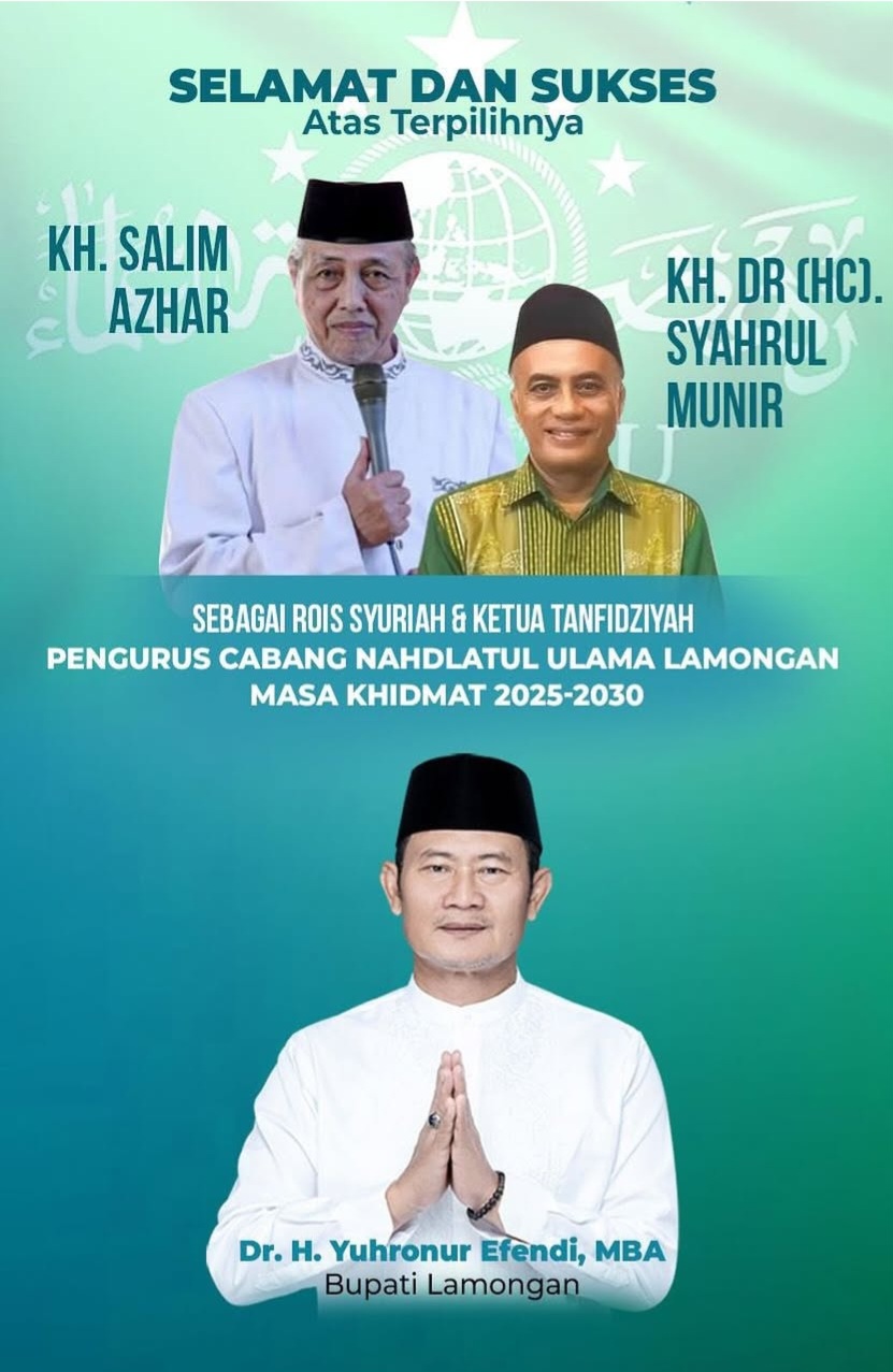 Selamat dan sukses atas terpilihnya pengurus cabang NU LAMONGAN