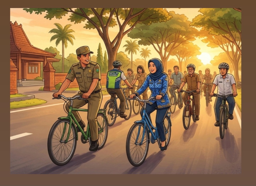 Foto: Kecamatan Sarirejo mengikuti gerakan pemerintah kabupaten lamongan untuk pancal pedal