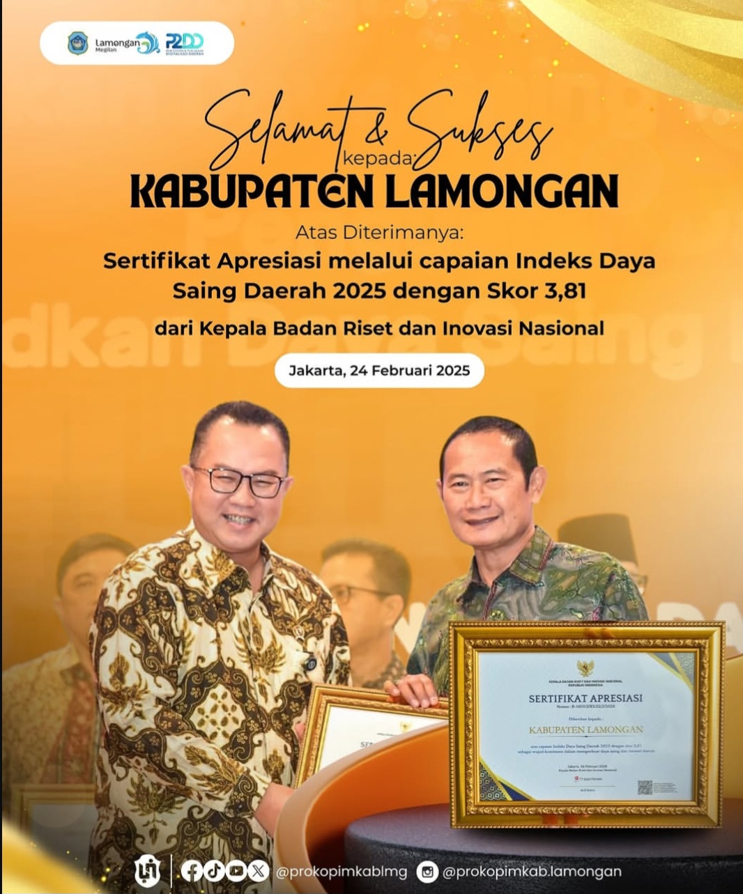 Foto: Selamat dan Sukses Bapak Bupati Lamongan