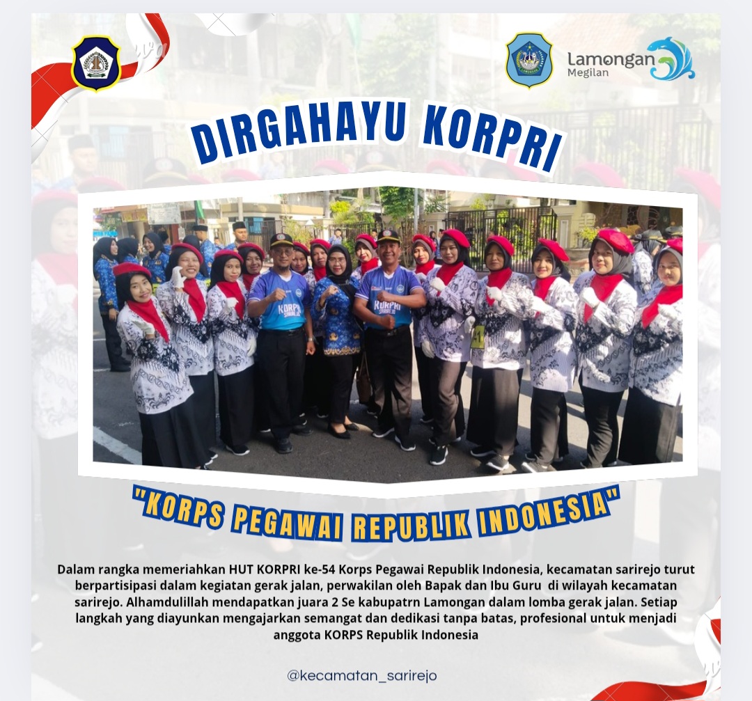 Foto: Kecamatan Sarirejo mendapatkan juara 2 Lomba Gerak Jalan dalam HUT KORPRI