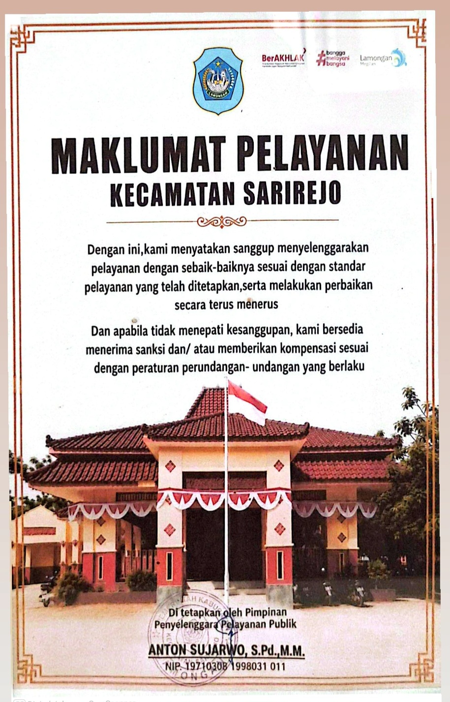 Foto: Maklumat Pelayanan Kecamatan Sarirejo