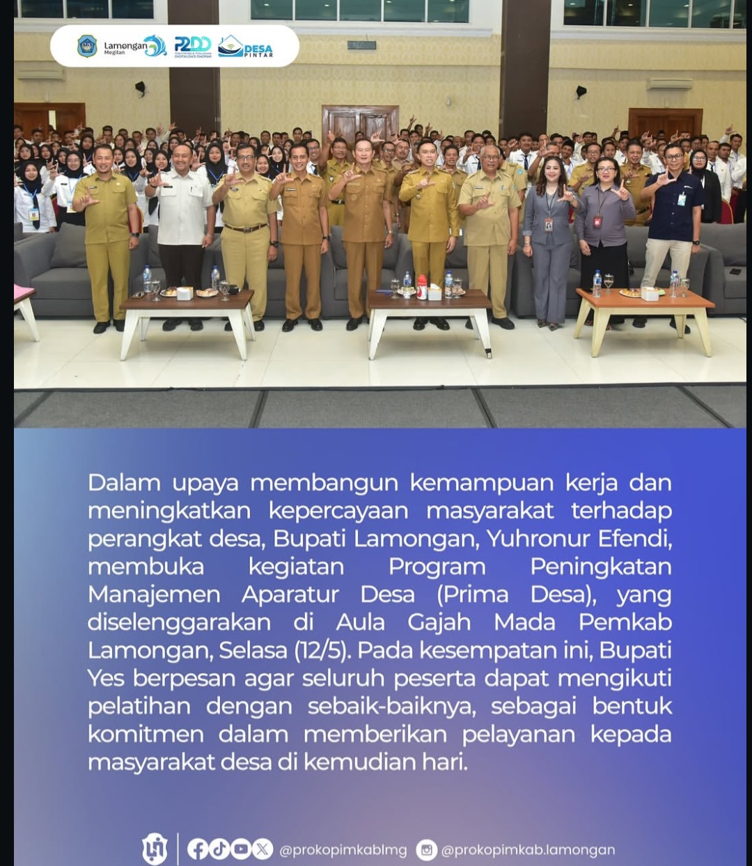 Foto: Dorong Aparatur Desa yang adaptif dan kompeten, Bupati YES buka kegiatan prima desa