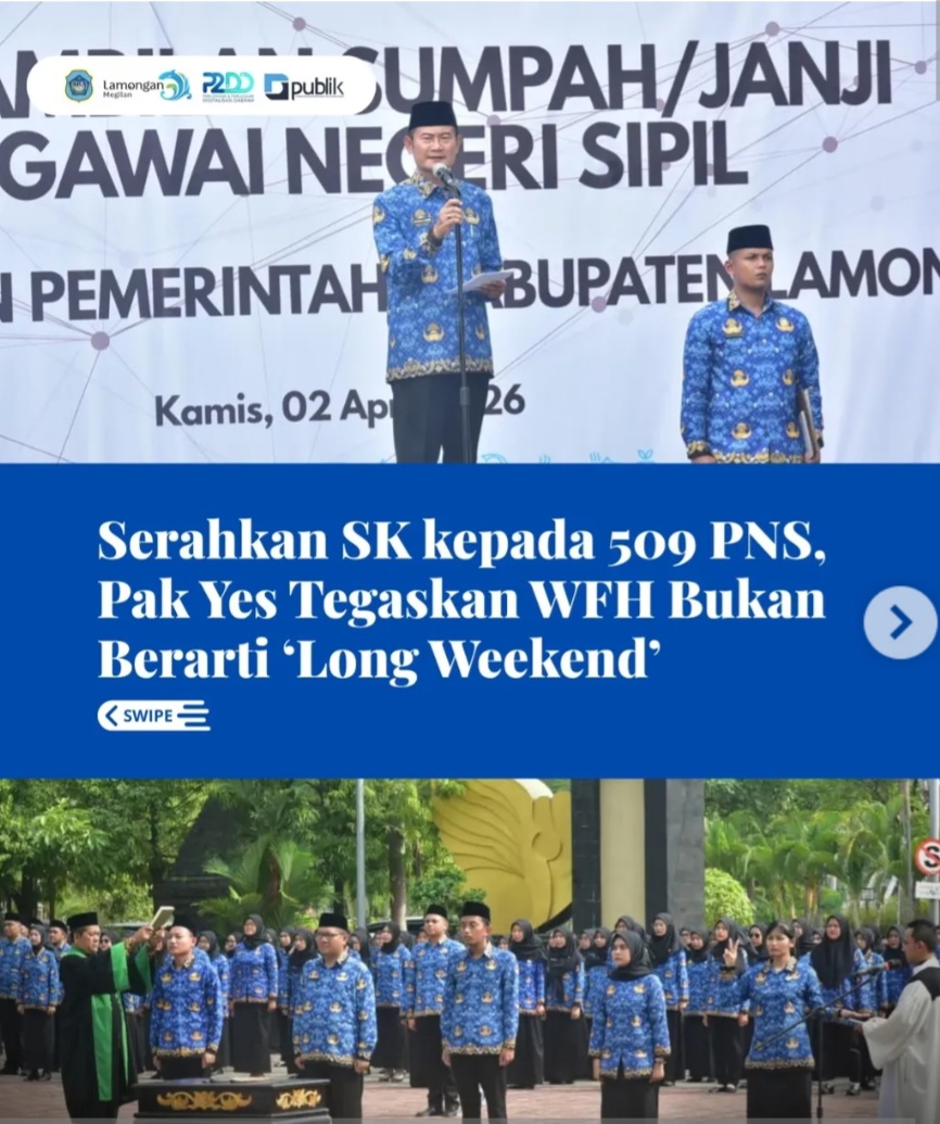 Foto: Bupati Lamongan Pak YES, serahkan 509 SK PNS
