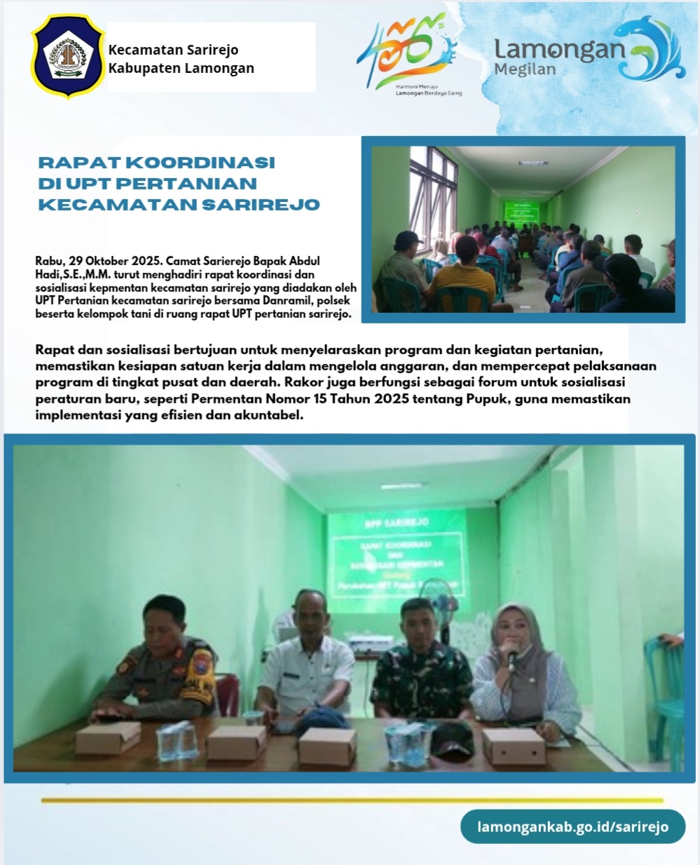 Foto: Rapat Koordinasi di UPT Pertanian Kecamatan Sarirejo