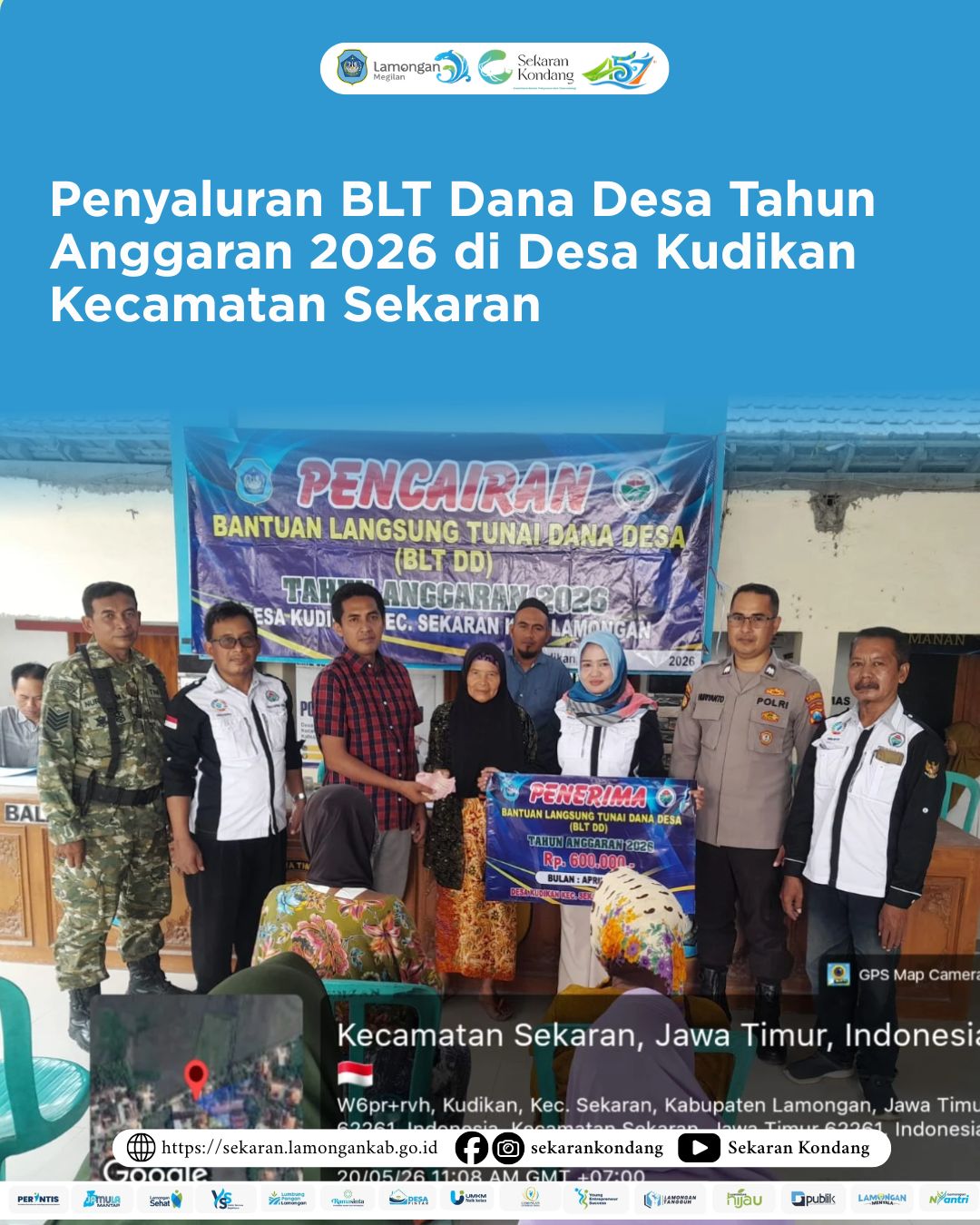 Penyaluran BLT Dana Desa Tahun Anggaran 2026 di Desa Kudikan Kecamatan Sekaran