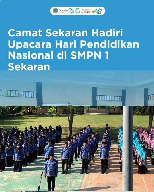 Foto: Camat Sekaran Hadiri Upacara Hari Pendidikan Nasional di SMPN 1 Sekaran