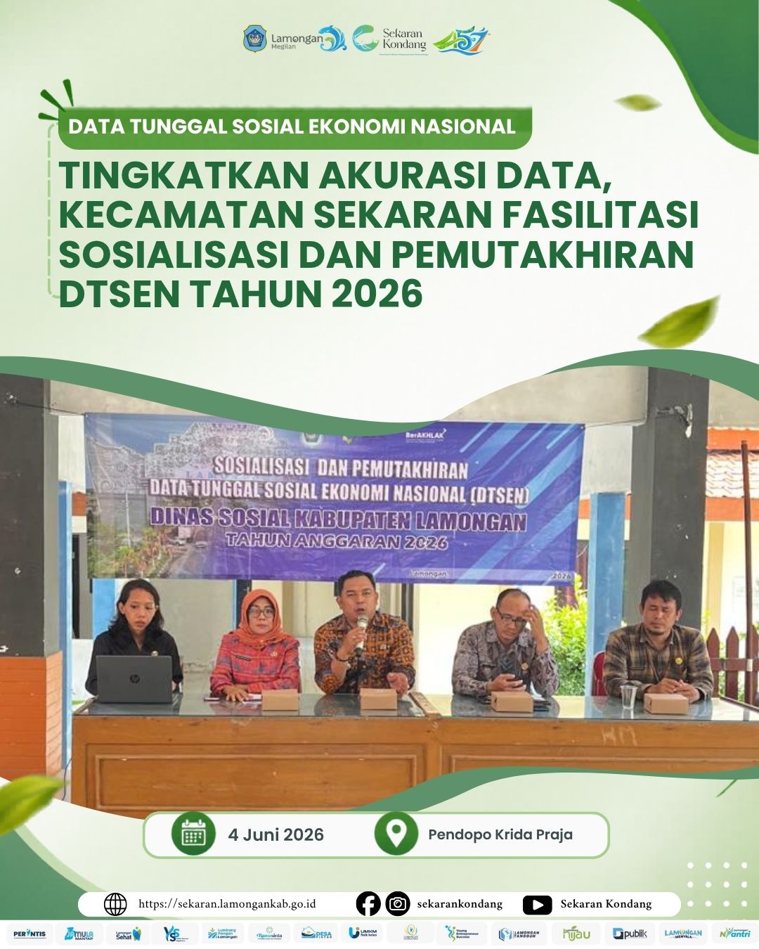 Foto: TINGKATKAN AKURASI DATA, KECAMATAN SEKARAN FASILITASI SOSIALISASI DAN PEMUTAKHIRAN DTSEN TAHUN 2026