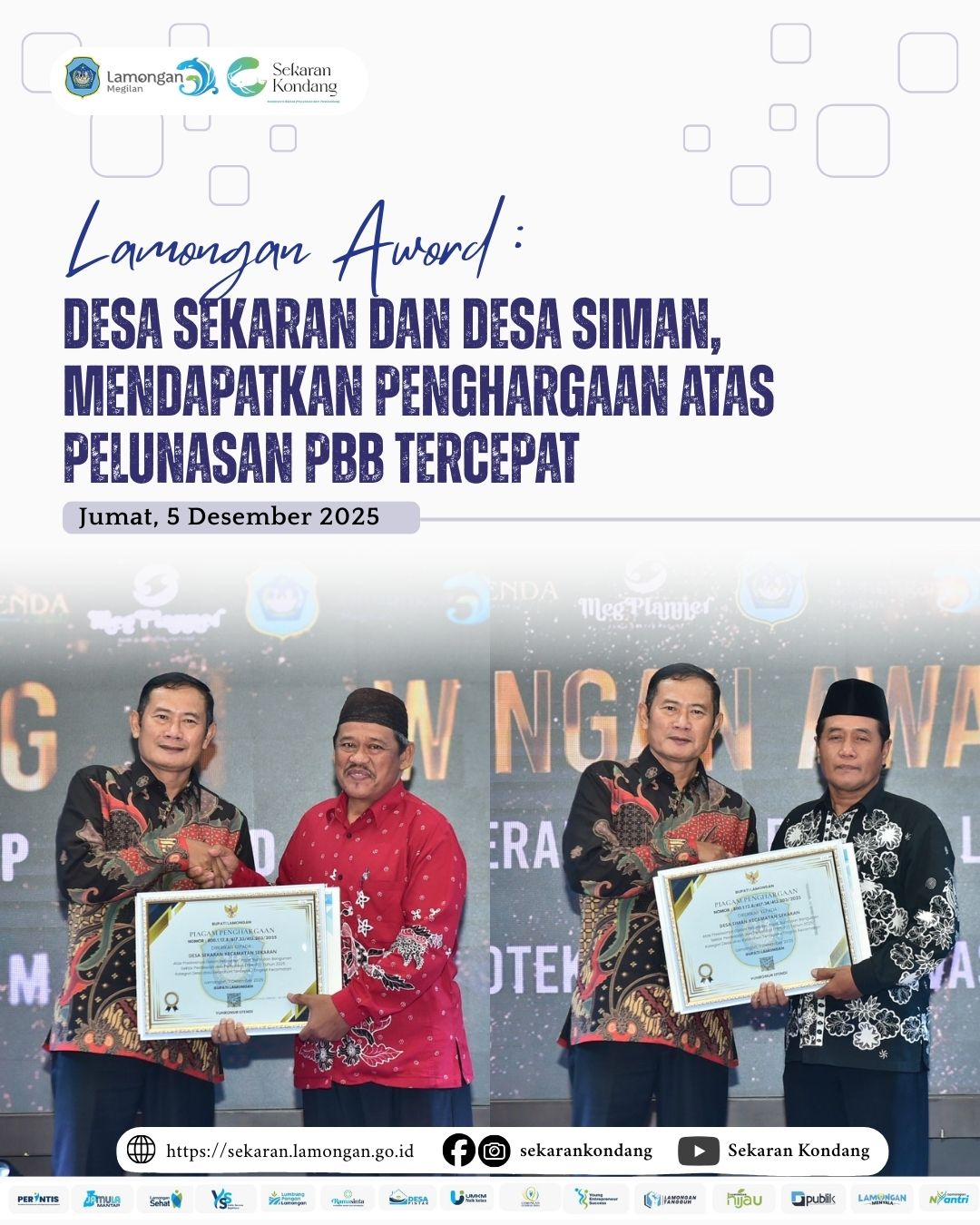 Foto: DESA SEKARAN DAN DESA SIMAN MENDAPATKAN PENGHARGAAN ATAS PELUNASAN PBB TERCEPAT