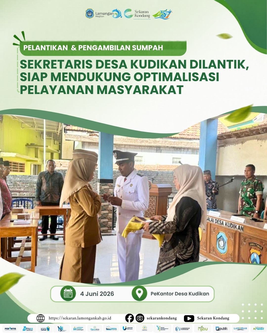 Foto: PELANTIKAN DAN PENGAMBILAN SUMPAH SEKRETARIS DESA KUDIKAN
