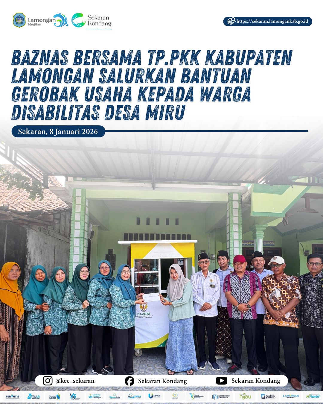 BAZNAS BERSAMA TP.PKK KABUPATEN LAMONGAN SALURKAN GEROBAK USAHA KEPADA WARGA DISABILITAS DESA MIRU