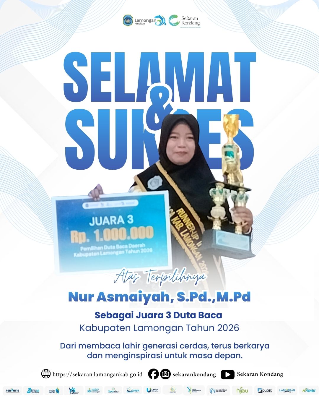 Foto: SELAMAT DAN SUKSES JUARA 3 DUTA BACA KABUPATEN LAMONGAN TAHUN 2026