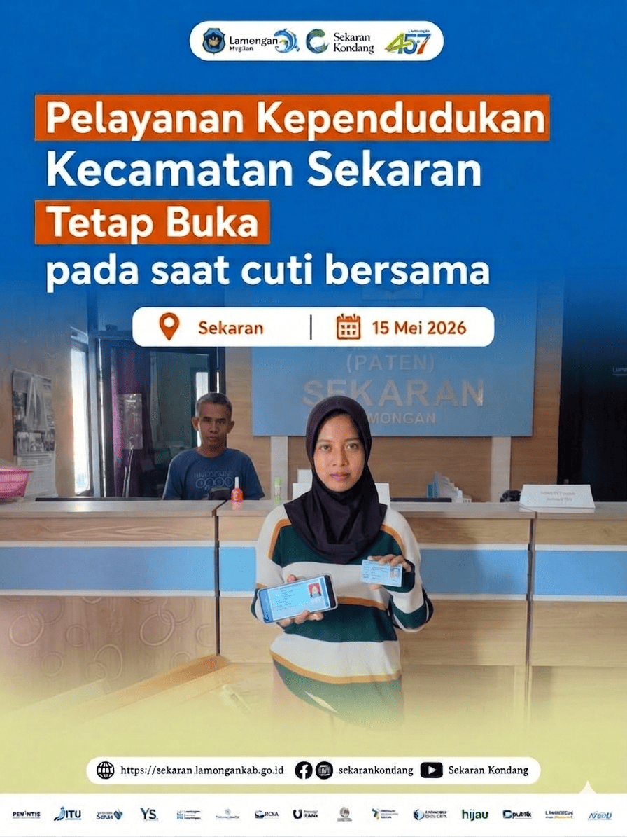 Foto: CUTI BERSAMA PELAYANAN KEPENDUDUKAN KECAMATAN SEKARAN TETAP BUKA MEI 2026