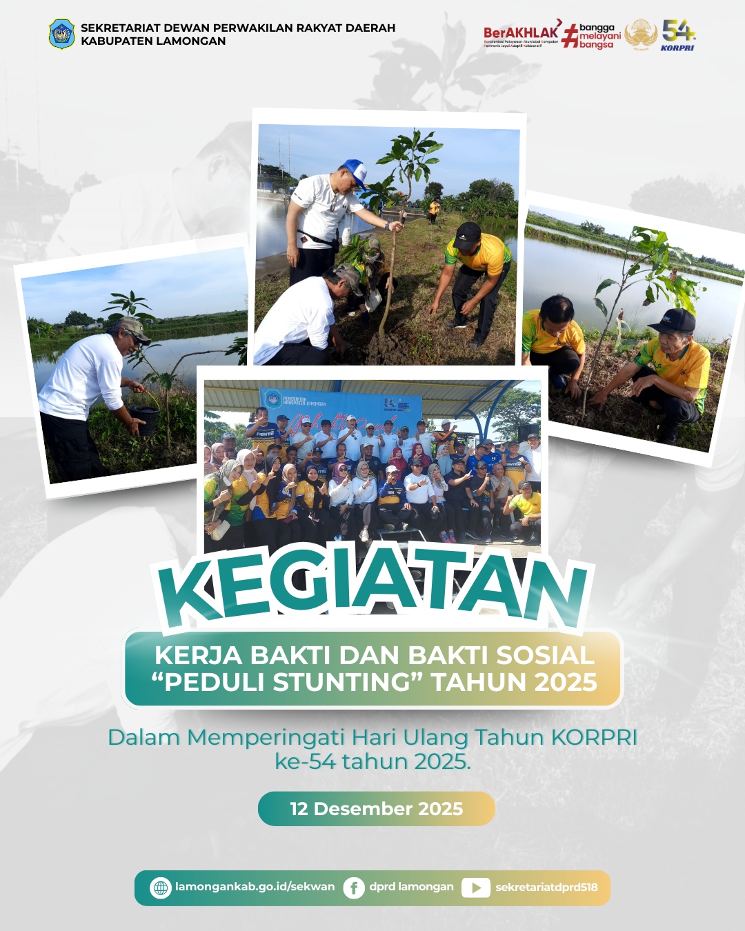 Foto: SEKRETARIAT DPRD KABUPATEN LAMONGAN IKUTI KEGIATAN KERJA BAKTI DAN BAKTI SOSIAL “KORPRI PEDULI STUNTING”