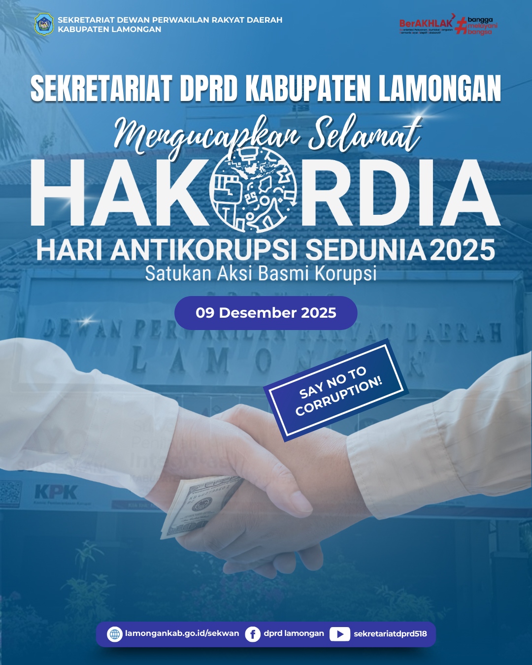 Foto: SEKRETARIAT DPRD KABUPATEN LAMONGAN MENGUCAPKAN SELAMAT HARI ANTI KORUPSI SEDUNIA (HAKORDIA) 2025