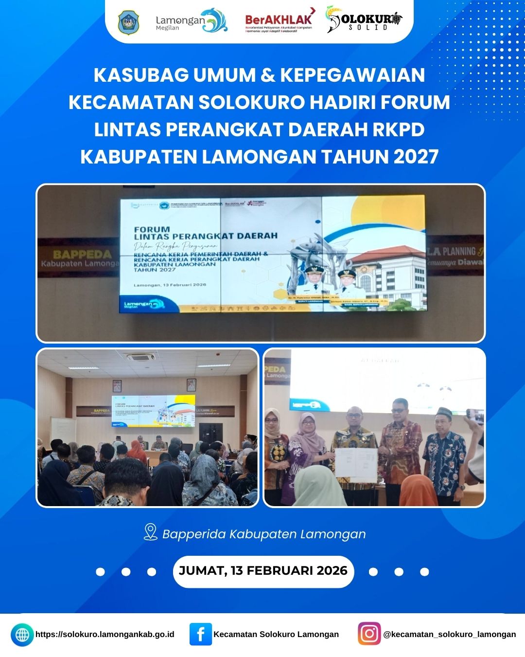 Foto: KASUBAG UMUM & KEPEGAWAIAN KECAMATAN SOLOKURO HADIRI FORUM LINTAS PERANGKAT DAERAH RKPD KABUPATEN LAMONGAN TAHUN 2027