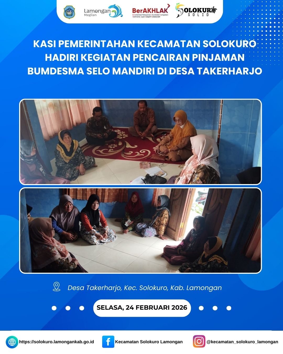 Foto: KASI PEMERINTAHAN KECAMATAN SOLOKURO HADIRI KEGIATAN PENCAIRAN PINJAMAN BUMDESMA SELO MANDIRI DI DESA TAKERHARJO