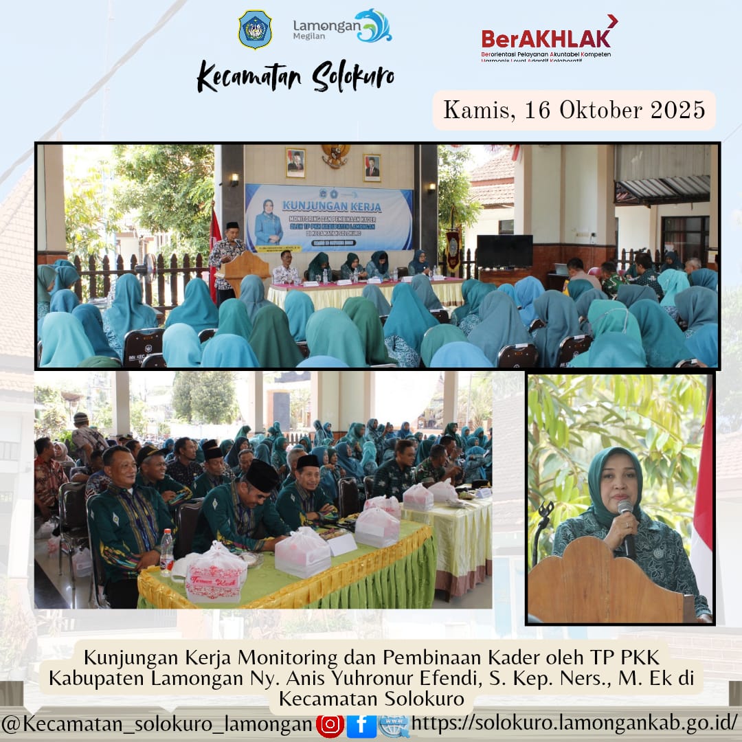 Foto: Kunjungan Kerja Monitoring dan Pembinaan Kader TP PKK Kabupaten Lamongan di Kecamatan Solokuro