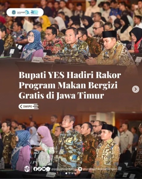 BUPATI YES HADIRI RAKOR PROGRAM MAKAN BERGIZI GRATIS DI JAWA TIMUR
