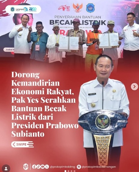 Foto: DORONG KEMANDIRIAN EKONOMI RAKYAT, PAK YES SERAHKAN BANTUAN BECAK LISTRIK DARI PRESIDEN PRABOWO SUBIANTO