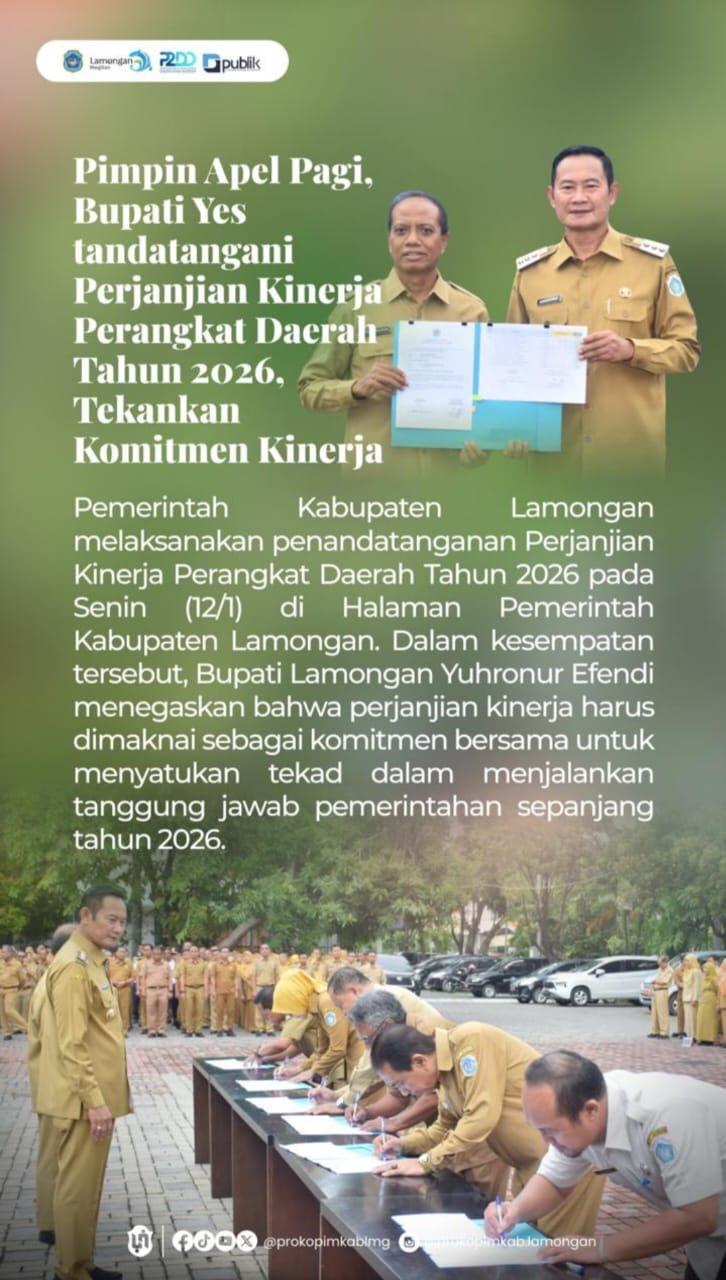 Foto: BUPATI YES TANDATANGANI PERJANJIAN KINERJA PERANGKAT DAERAH TAHUN 2026