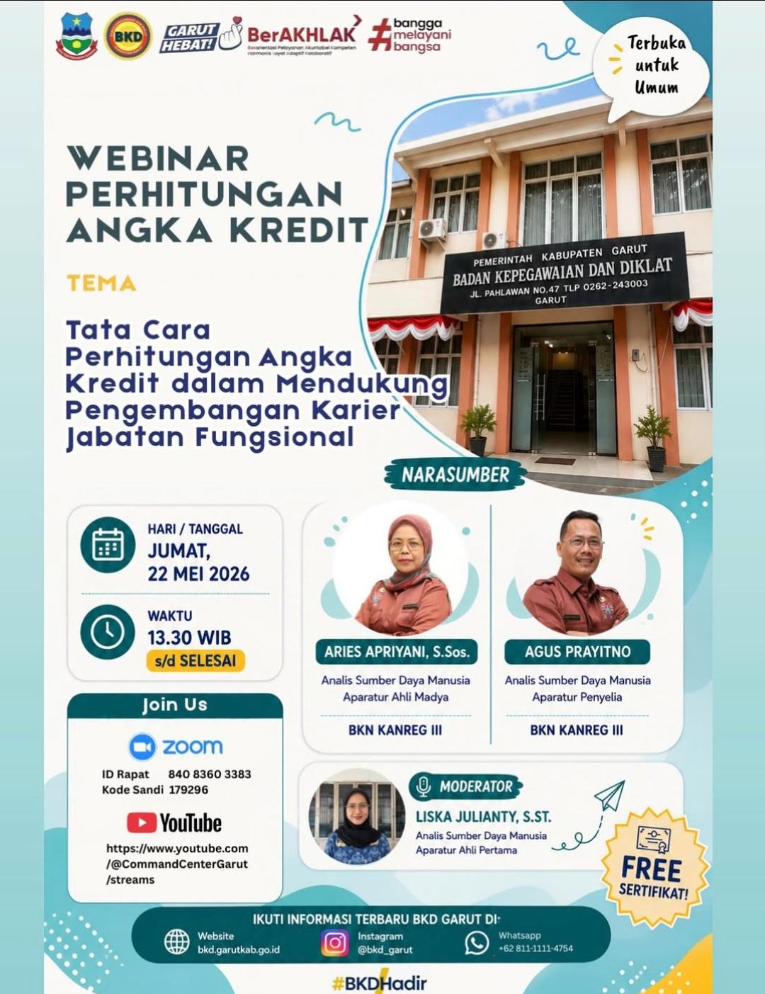 Foto: WEBINAR PERHITUNGAN ANGKA KREDIT DALAM MENDUKUNG PENGEMBANGAN KARIER JABATAN FUNGSIONAL