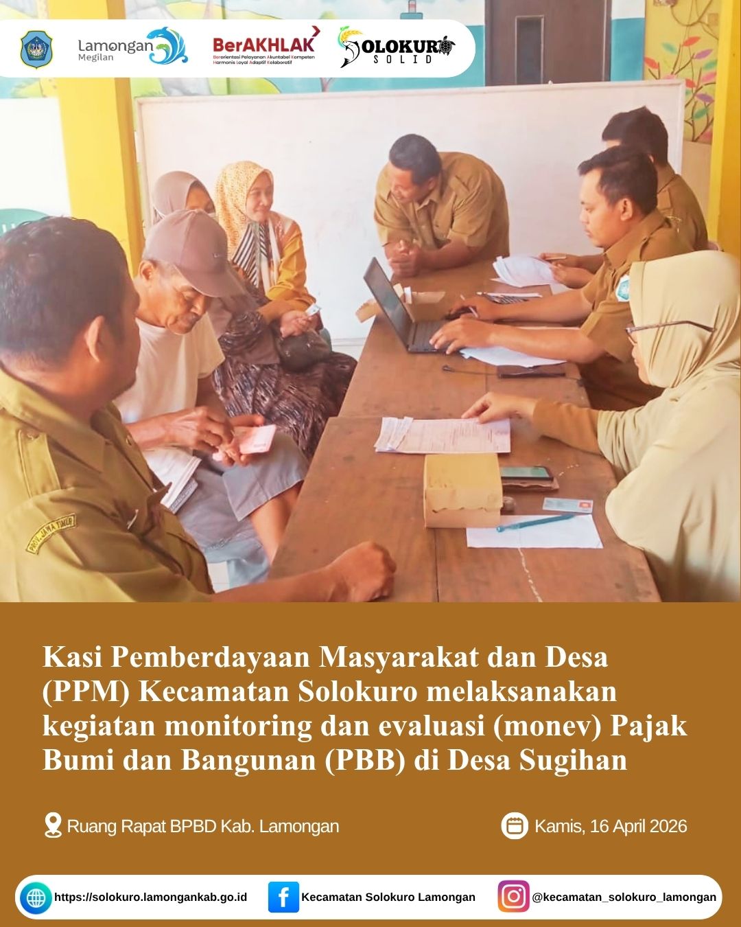 Foto: KASI PPM KECAMATAN SOLOKURO LAKSANAKAN MONITORING DAN EVALUASI PBB DI DESA SUGIHAN