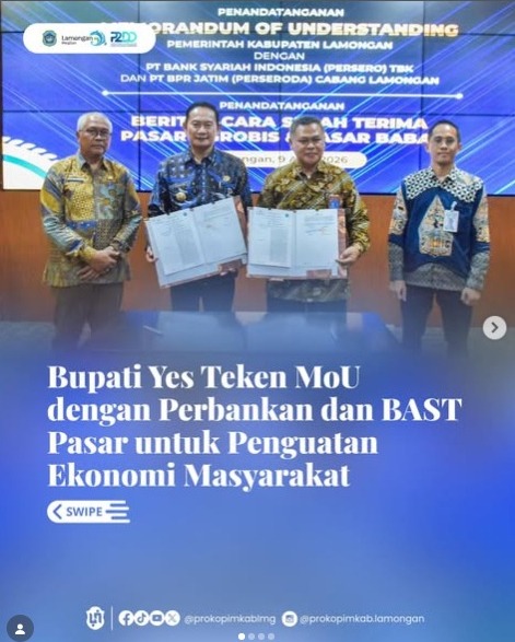 Foto: Bupati Yes Teken MoU dengan Perbankan dan BAST Pasar untuk Penguatan Ekonomi Masyarakat