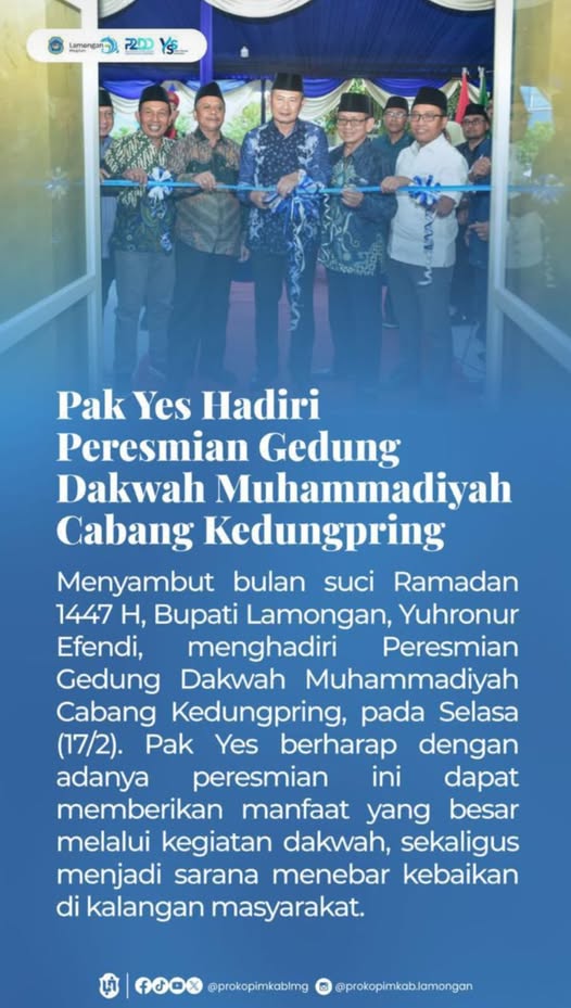 BUPATI RESMIUKAN GEDUNG DAKWAH MUHAMMADIYAH CABANG KEDUNGPRING