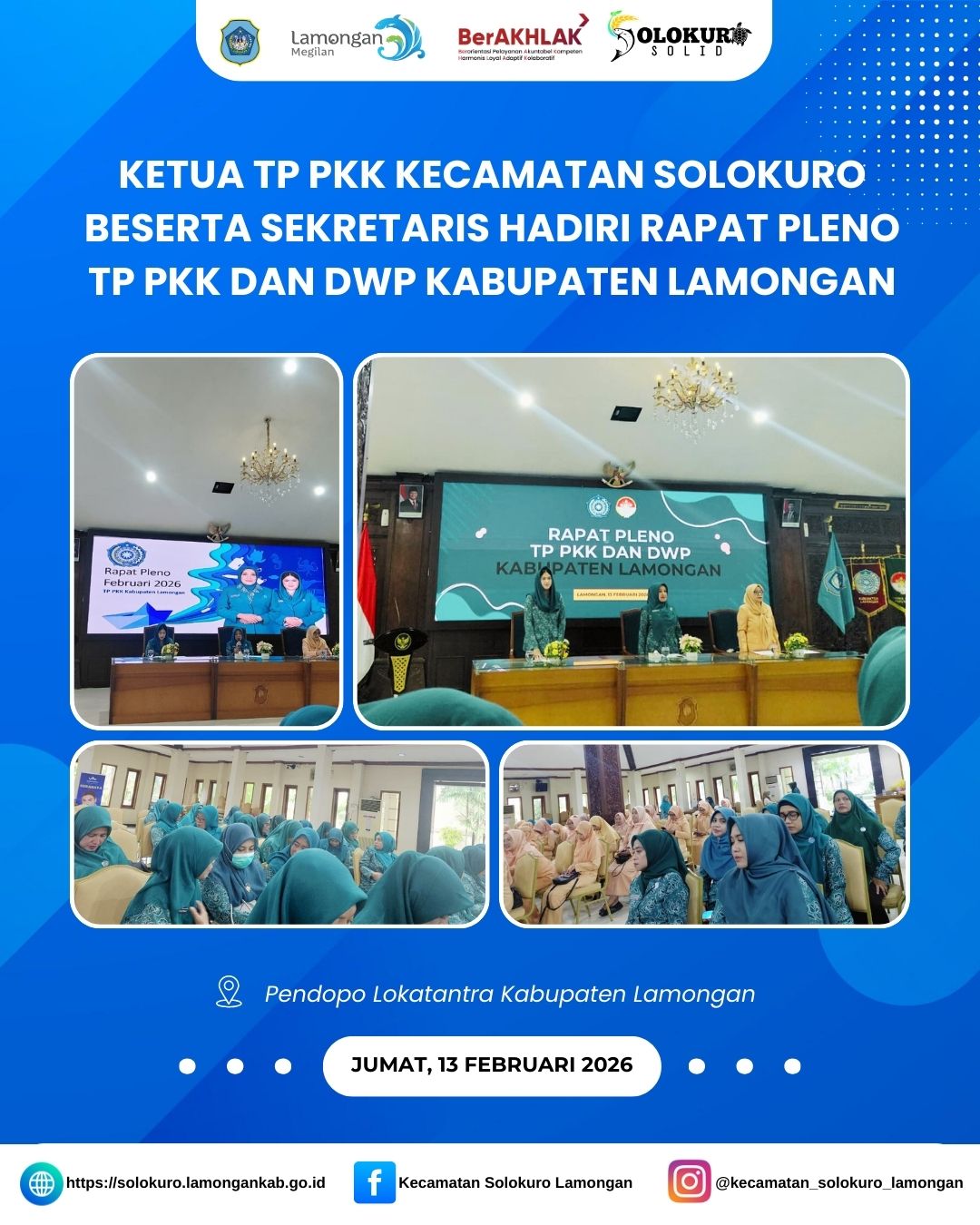 Foto: KETUA TP PKK KECAMATAN SOLOKURO BESERTA SEKRETARIS HADIRI RAPAT PLENO TP PKK DAN DWP KABUPATEN LAMONGAN