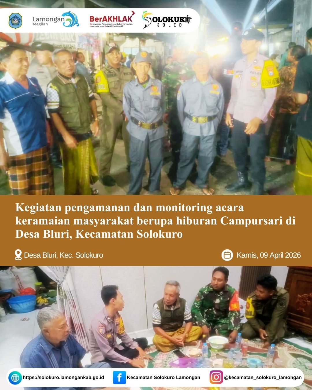 Foto: PENGAMANAN DAN MONITORING ACARA CAMPURSARI DI DESA BLURI BERJALAN AMAN DAN KONDUSIF