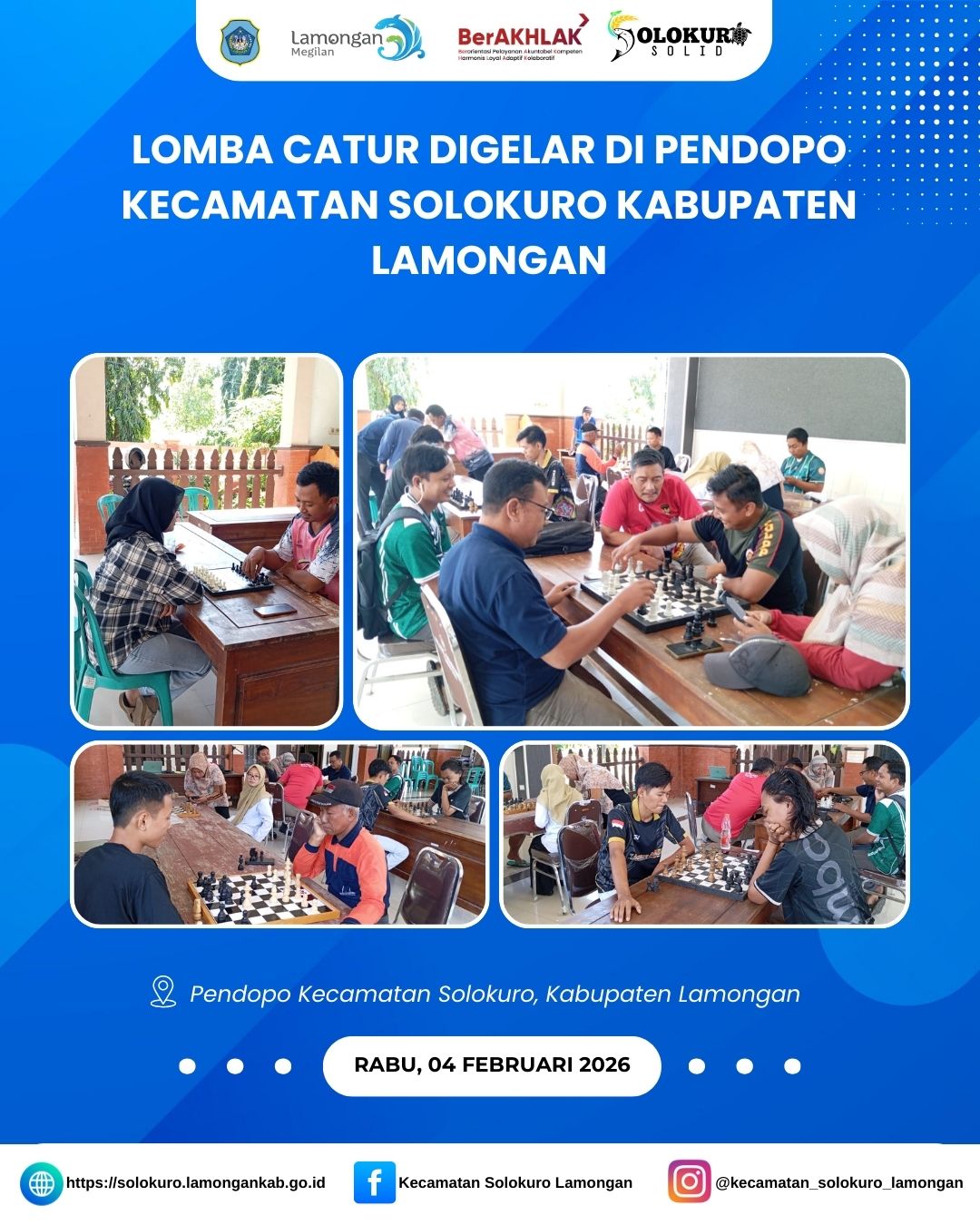 LOMBA CATUR DIGELAR DI PENDOPO KECAMATAN SOLOKURO KABUPATEN LAMONGAN