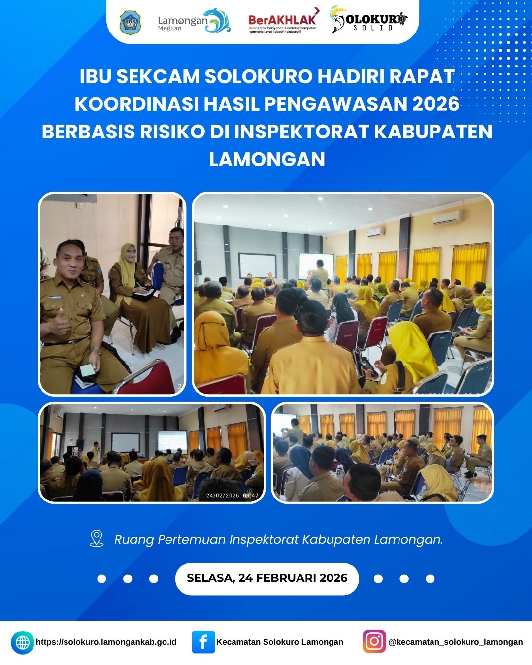 Foto: IBU SEKCAM SOLOKURO HADIRI RAPAT KOORDINASI HASIL PENGAWASAN 2026 BERBASIS RISIKO DI INSPEKTORAT KABUPATEN LAMONGAN