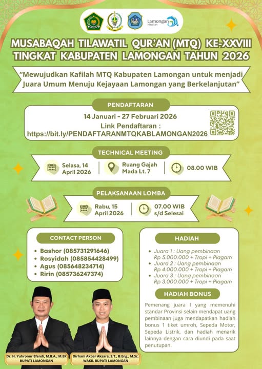 Foto: AYO IKUTI MTQ KE XXVIII TINGKAT KABUPATEN LAMONGAN TAHUN 2026