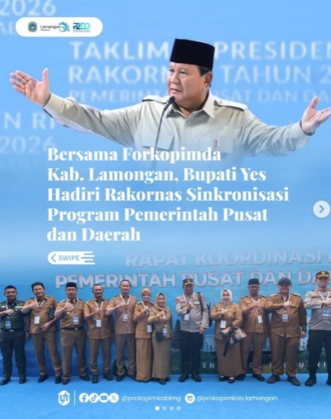 Foto: BERSAMA FORKOPIMDA KAB. LAMONGAN, BUPATI YES HADIRI RAKORNAS SINKRONISASI PROGRAM PEMERINTAH PUSAT DAN DAERAH