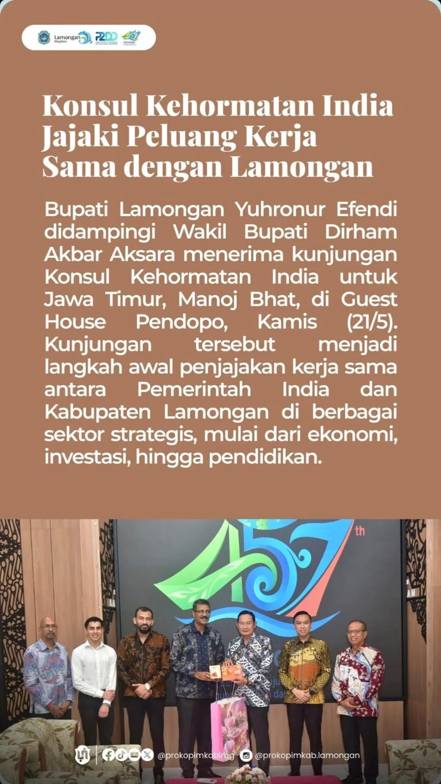 Foto: KONSUL KEHORMATAN INDIA JEJAKI PELUANG KERJA SAMA DENGAN LAMONGAN