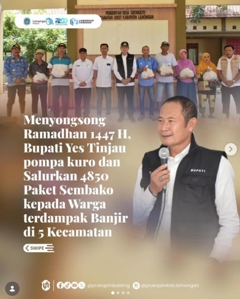 MENYONGSONG RAMADHAN 1447 H, BUPATI YES TINJAU POMPA KURO DAN SALURKAN 4.850 PAKET SEMBAKO KEPADA WARGA TERDAMPAK BANJIR DI 5 KECAMATAN
