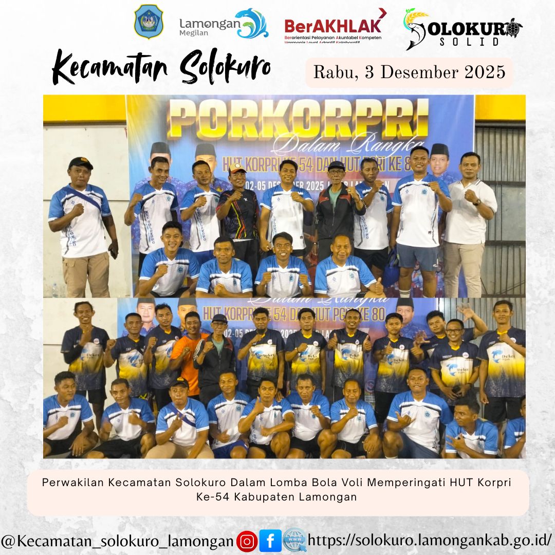 Foto: KECAMATAN SOLOKURO TURUT BERPARTISIPASI DALAM LOMBA BOLA VOLI MEMPERINGATI HUT KORPRI KE-54 KABUPATEN LAMONGAN