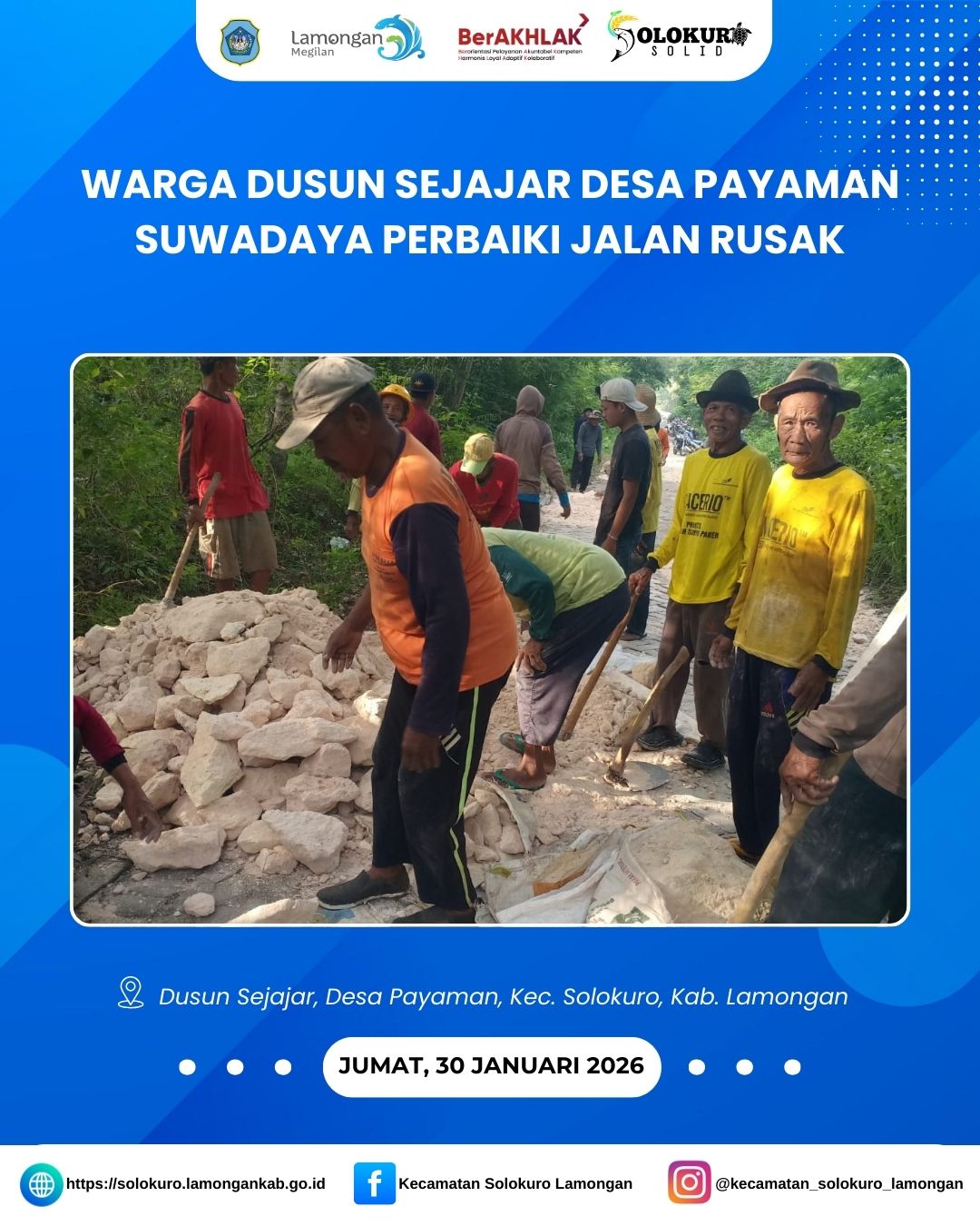 Foto: WARGA DUSUN SEJAJAR DESA PAYAMAN SUWADAYA PERBAIKI JALAN RUSAK