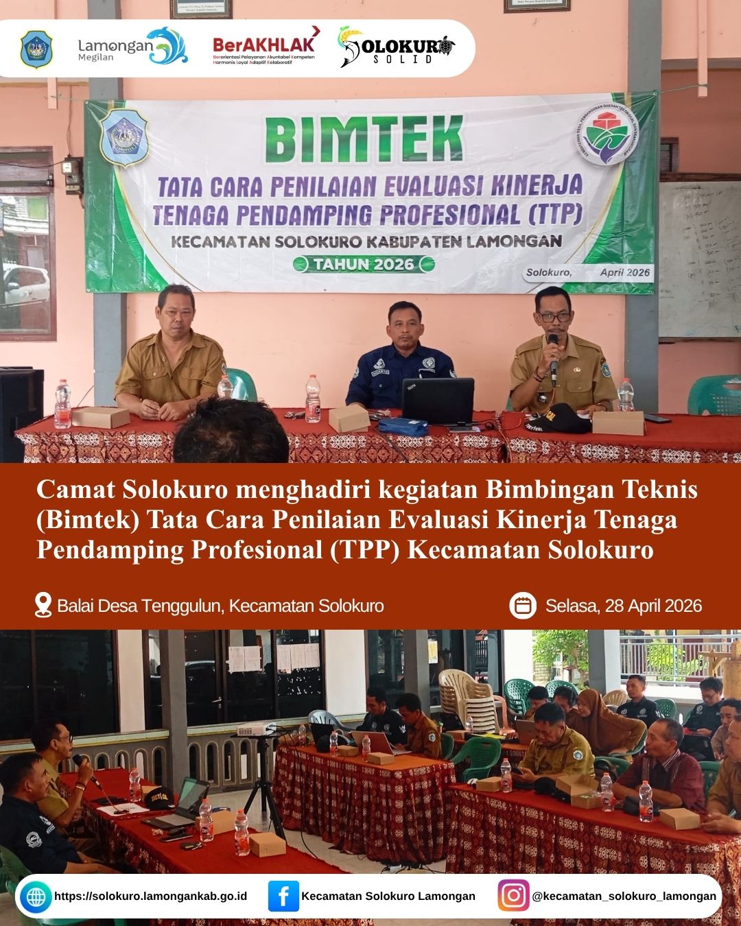 CAMAT SOLOKURO HADIRI BIMTEK TATA CARA PENILAIAN EVALUASI KINERJA TENAGA PENDAMPING PROFESIONAL (TPP) DI DESA TENGGULUN