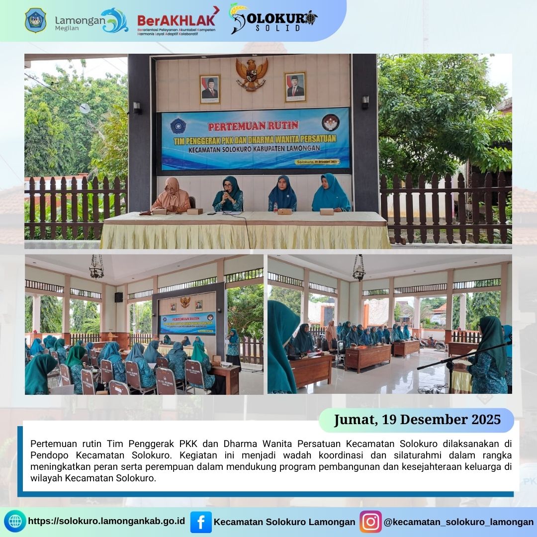 Foto: PERTEMUAN RUTIN TP PKK DAN DHARMA WANITA PERSATUAN KECAMATAN SOLOKURO