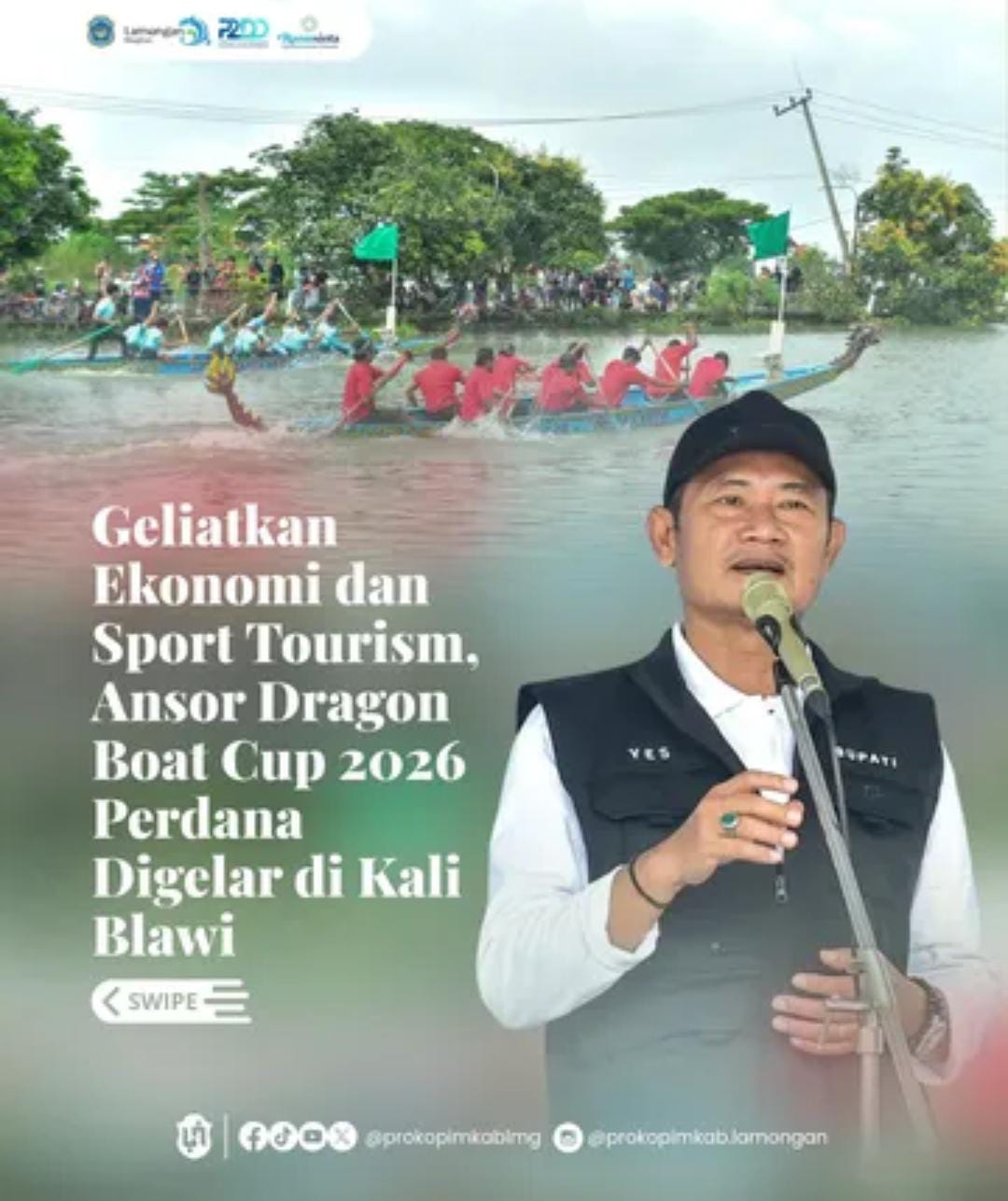 Foto: GELIATKAN EKONOMI DAN SPORT TOURISM, ANSOR DRAGON BOAT CUP 2026 PERDANA DIGELAR DI KALI BLAWI