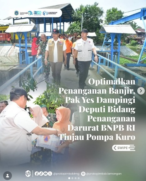 Foto: OPTIMALKAN PENANGANAN BANJIR, PAK YES DAMPINGI DEPUTI BIDANG PENANGANAN DARURAT BNPB RI TINJAU POMPA KURO