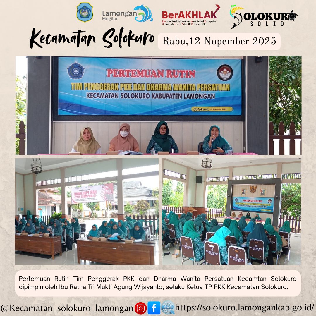 Foto: Pertemuan Rutin TP PKK dan Dharma Wanita Persatuan Kecamatan Solokuro Berlangsung di Pendopo Kecamatan