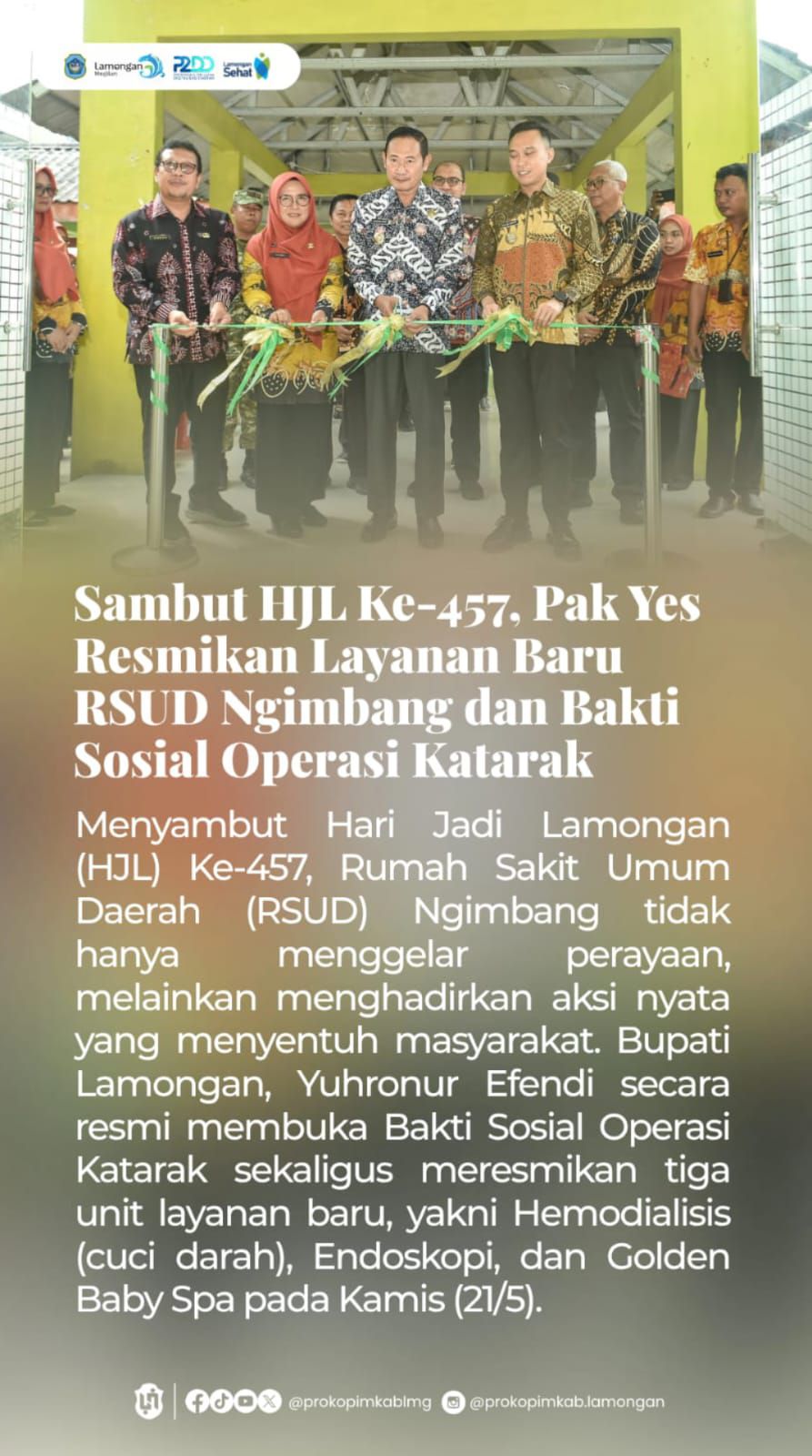 Foto: SAMBUT HJL KE 457 BUPATI YES RESMIKAN LAYANAN BARU RSUD NGIMBANG