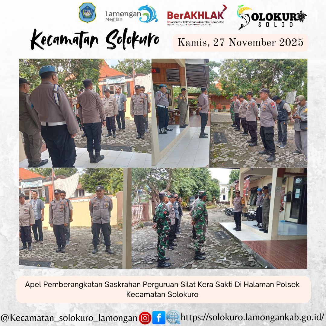 Foto: APEL PEMBERANGKATAN SASKRAHAN PERGURUAN SILAT KERA SAKTI DI HALAMAN POLSEK KECAMATAN SOLOKURO