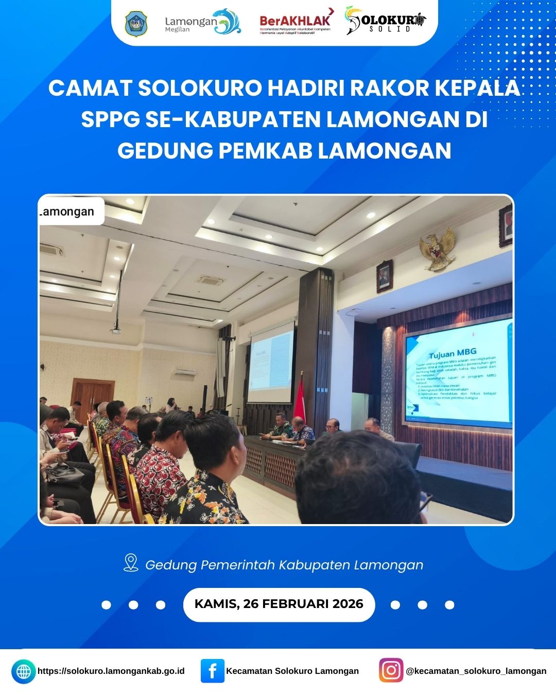 Foto: CAMAT SOLOKURO HADIRI RAKOR KEPALA SPPG SE-KABUPATEN LAMONGAN DI GEDUNG PEMKAB LAMONGAN