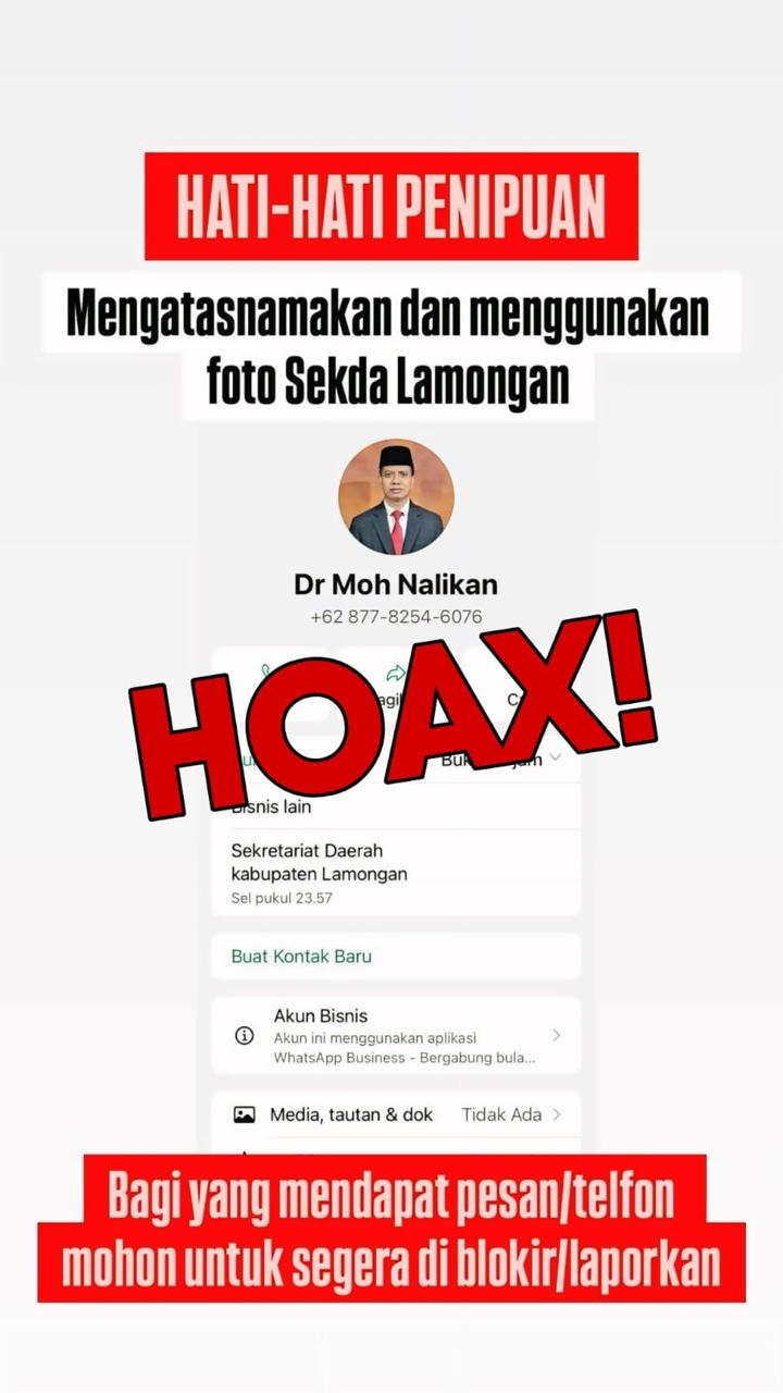 Foto: AWAS PENIPUAN MENGATAS NAMAKAN BAPAK SEKDA LAMONGAN