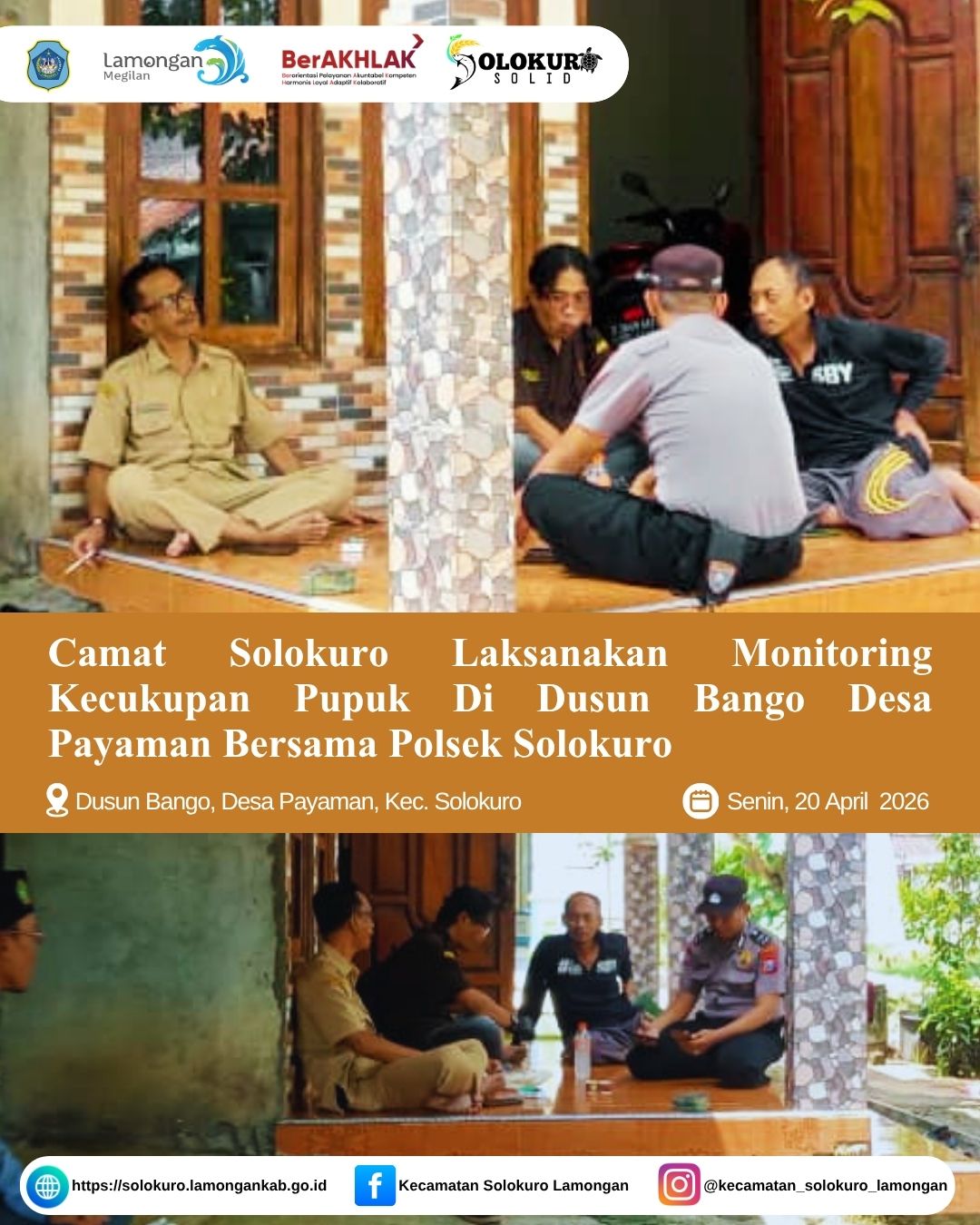Foto: CAMAT SOLOKURO LAKSANAKAN MONITORING KECUKUPAN PUPUK DI DESA PAYAMAN BERSAMA POLSEK SOLOKURO