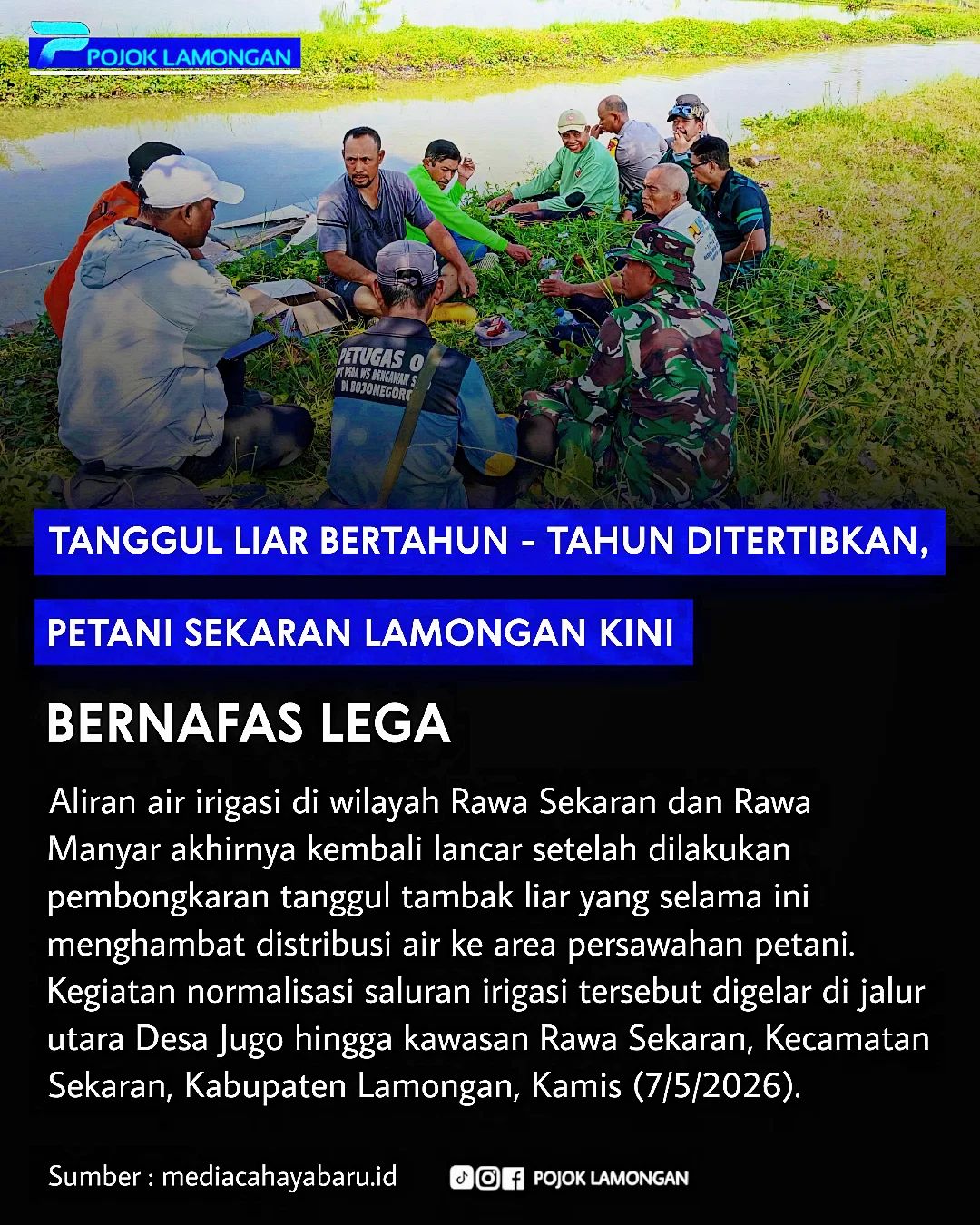 Foto: PENERTIBAN TANGGUL LIAR DI KECAMATAN SEKARAN, PETANI BERNAFAS LEGA